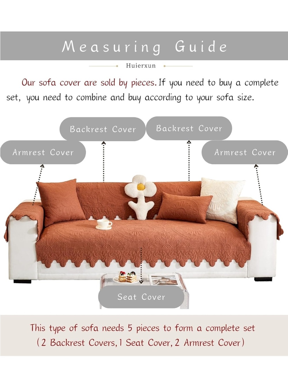 2 NWOT Luxury Vintage Cotton Embroidery Boho Orange Sofa Protector Cover Floral - Picture 3 of 10